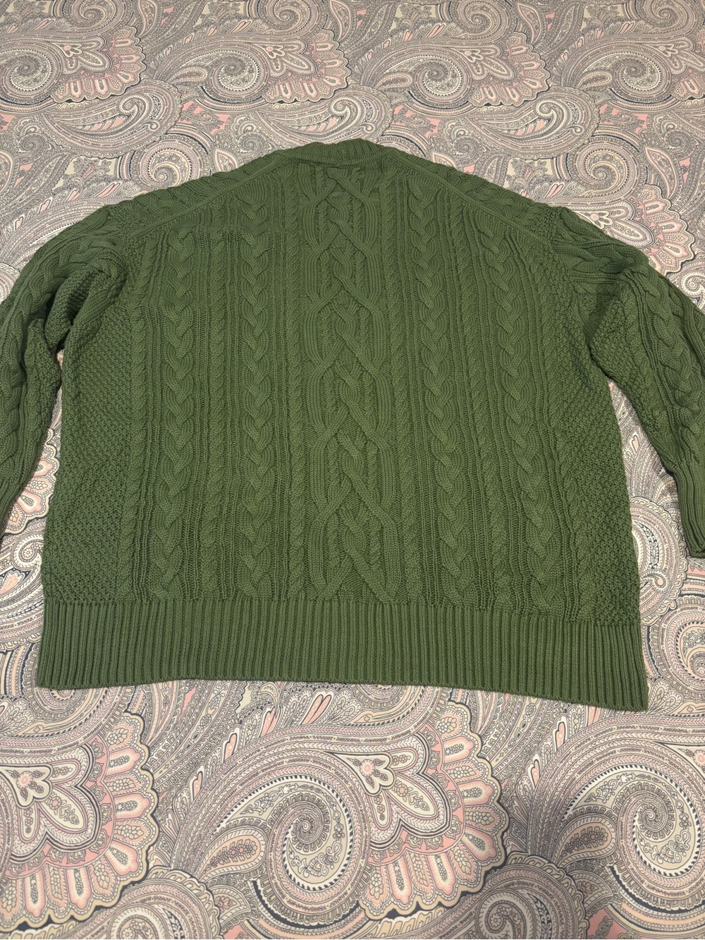 J. Crew green Cable Knit Button-Front Cardigan, size XL - Picture 2 of 8